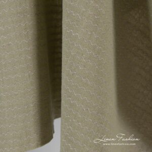 Lniano - bawełniana tkanina prana zielona we wzór fali 7 Linen cotton fabric in dobby pattern