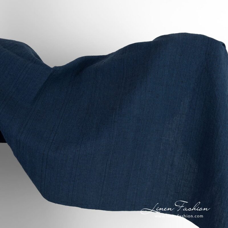 Denim blue linen cotton fabric