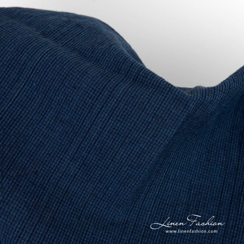 Denim blue linen cotton fabric, 145cm width