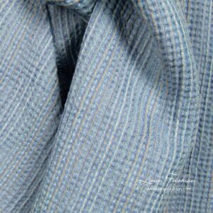 Lniano - bawełniana tkanina prana niebieska splot waflowy 6 Blue waffle linen blend fabric for bath and sauna items