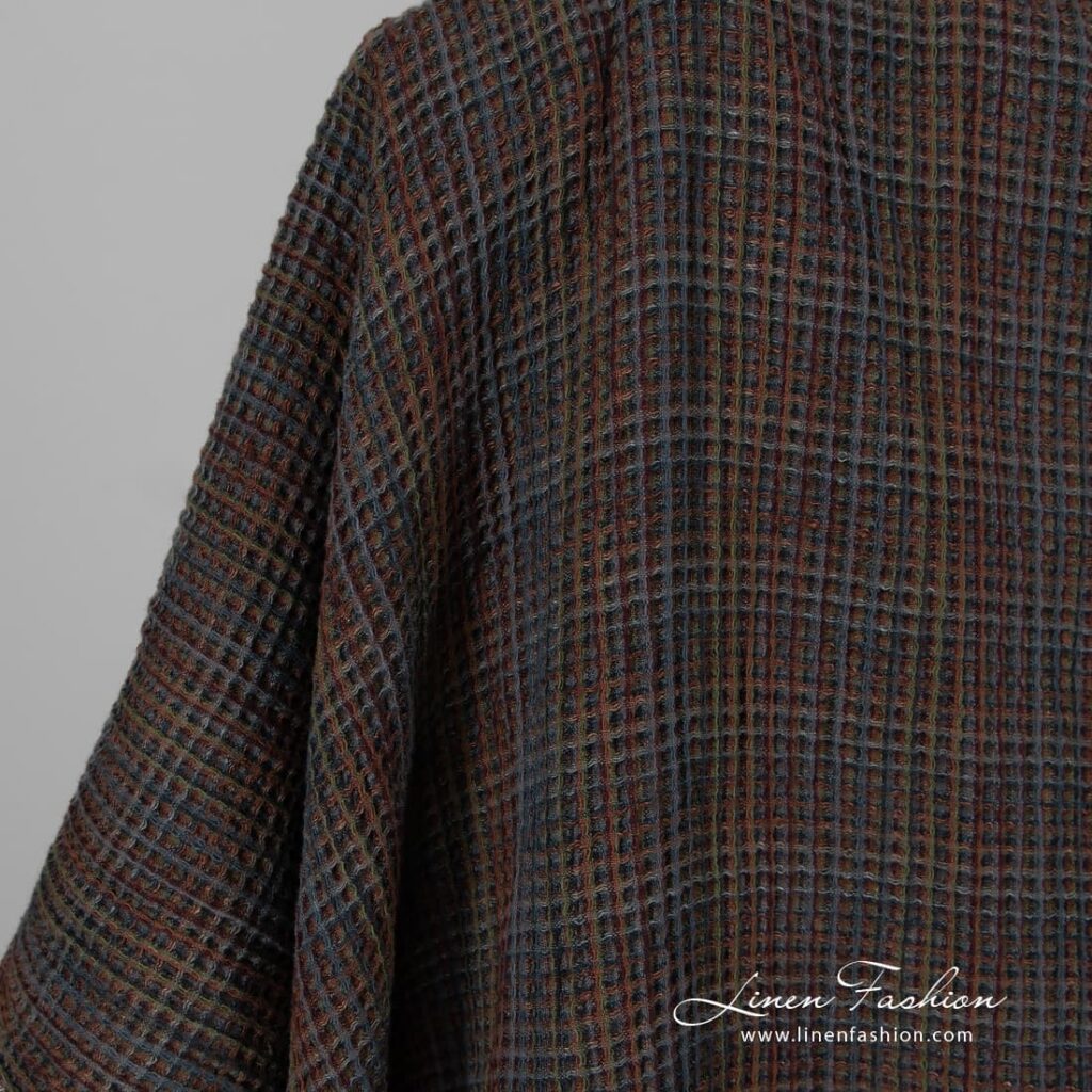 Prana tkanina waflowa len z bawełną 4 Linen cotton washed fabric, multi coloured.