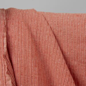 Prana tkanina w czerwone i białe paski len z bawełną 6 Washed linen cotton fabric in red-white stripes product photo