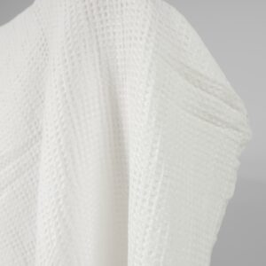 Washed linen cotton fabric off-white waffle close up detail