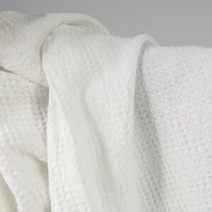 Washed linen cotton fabric off-white waffle product photo