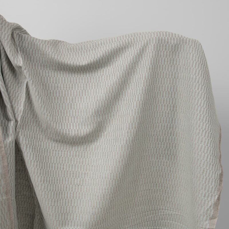 Blue and grey patterned linen cotton fabric