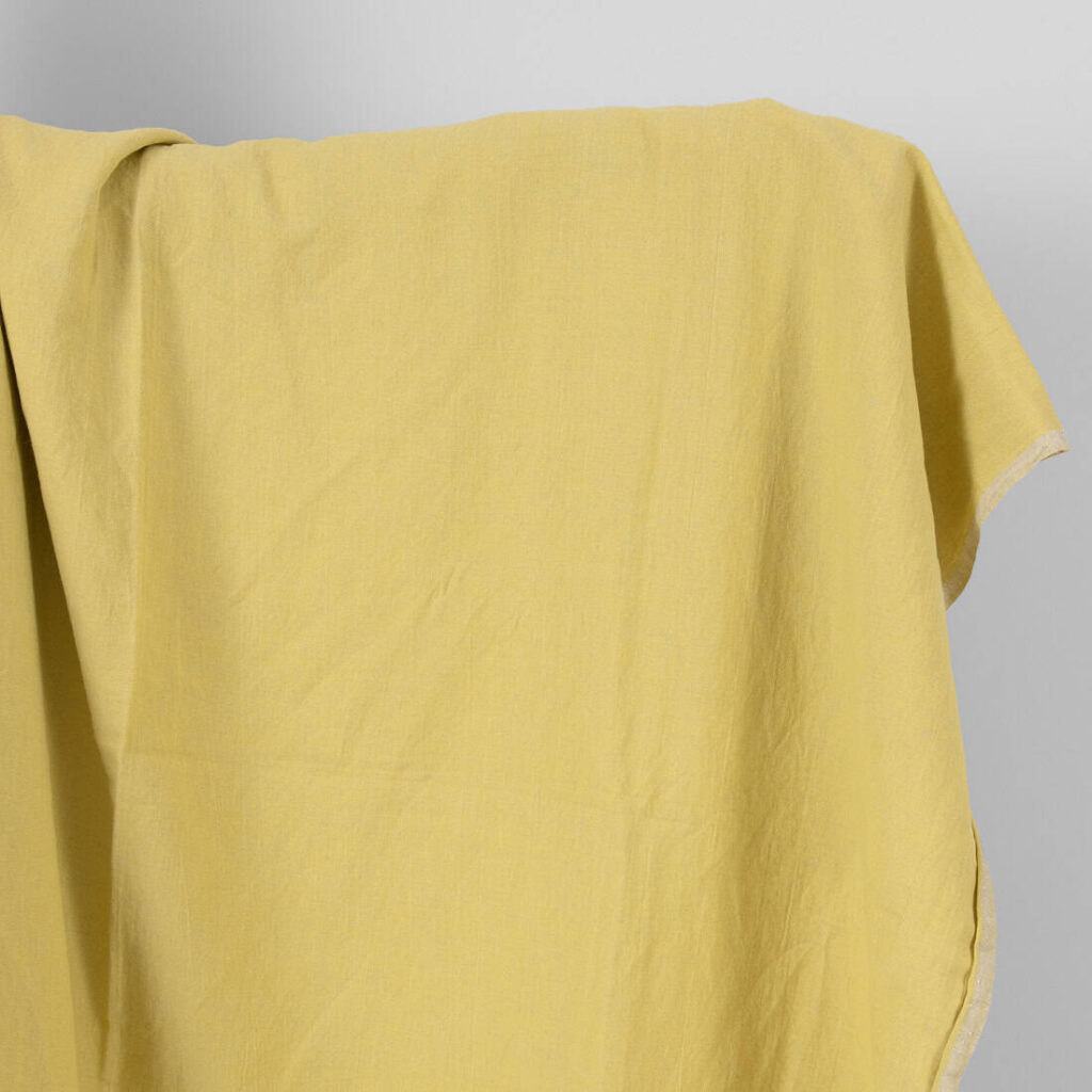 Washed linen cotton fabric grey yellow double-sided