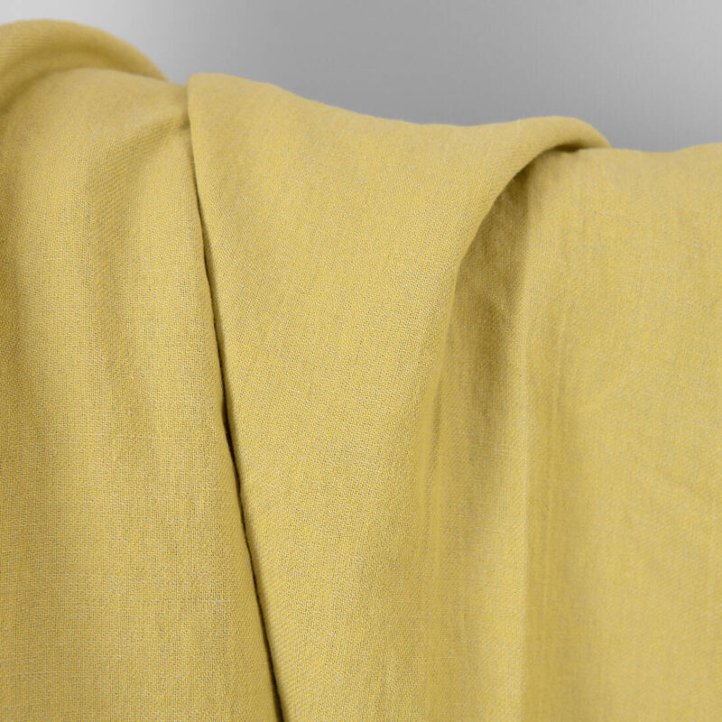 Washed linen cotton fabric grey yellow double-sided, specially washed