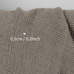 Linen cotton fabric beige-grey waffle washed, with measurements