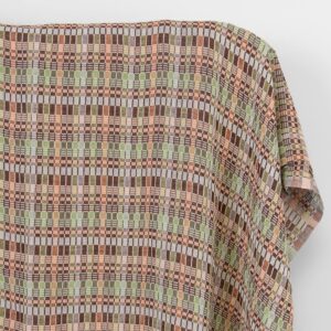 Tkanina lniano-bawełniana wielokolorowa brązowo-zielona kratka, prana