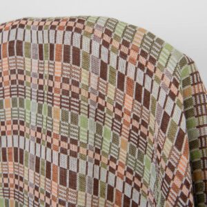 Tkanina lniano-bawełniana wielokolorowa brązowo-zielona kratka, prana