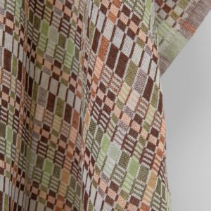 Tkanina lniano-bawełniana wielokolorowa brązowo-zielona kratka, prana