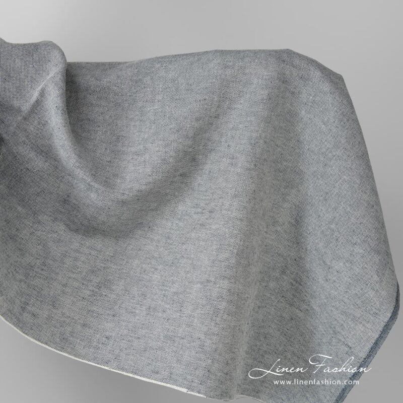 Linen blend fabric in dark blue, melange