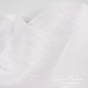 Śnieżnobiały len z bawełną 5 Linen cotton fabric optical white close up detail