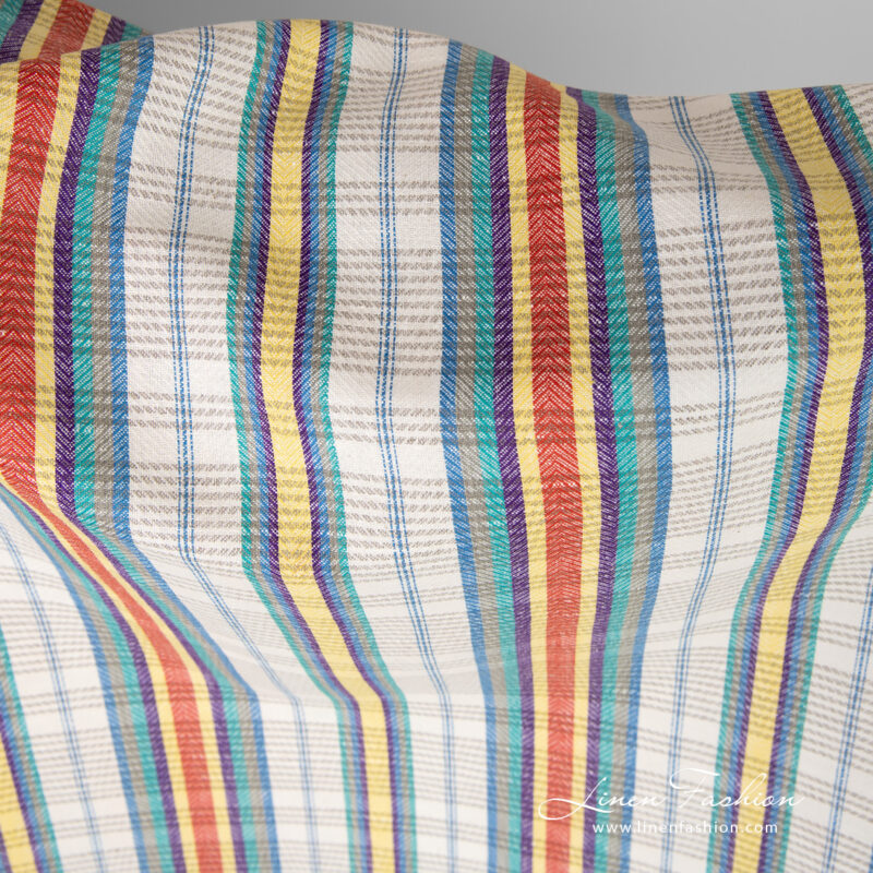 Linen cotton fabric with stripes
