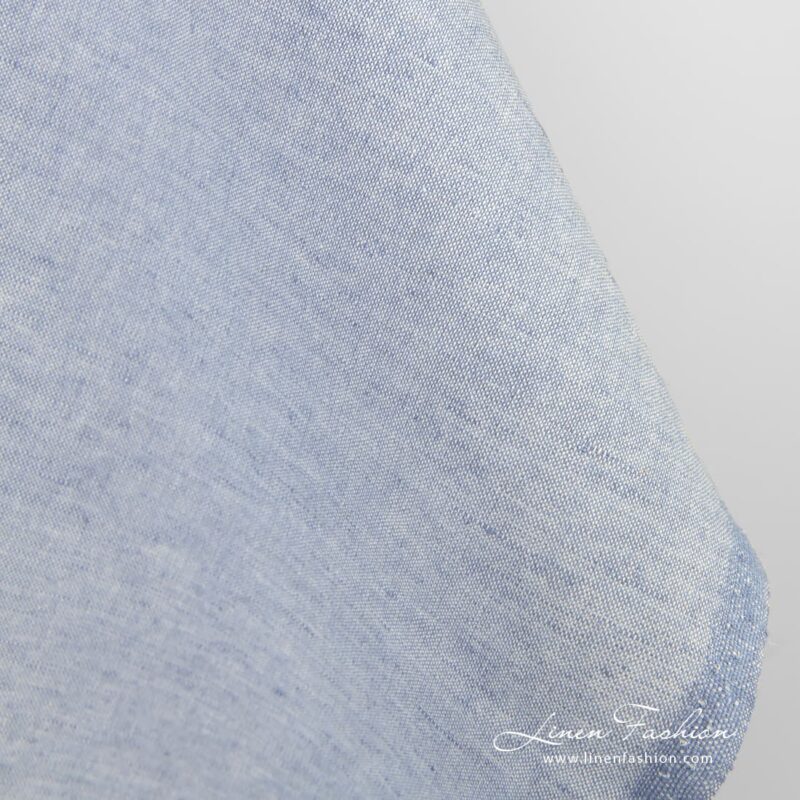 Bluish linen-cotton fabric, can be used for home textiles
