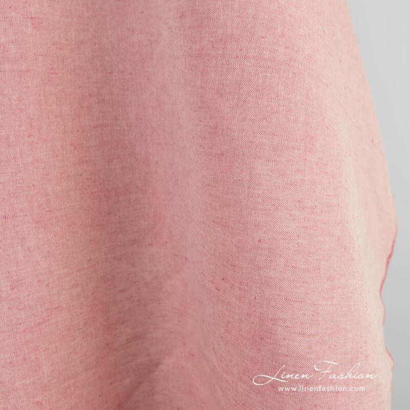 Rosy linen cotton fabric, made in Lithuania