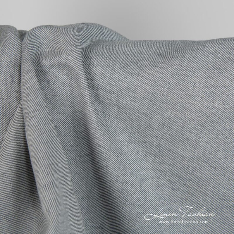 Linen cotton fabric blueish grey twill weave product photo