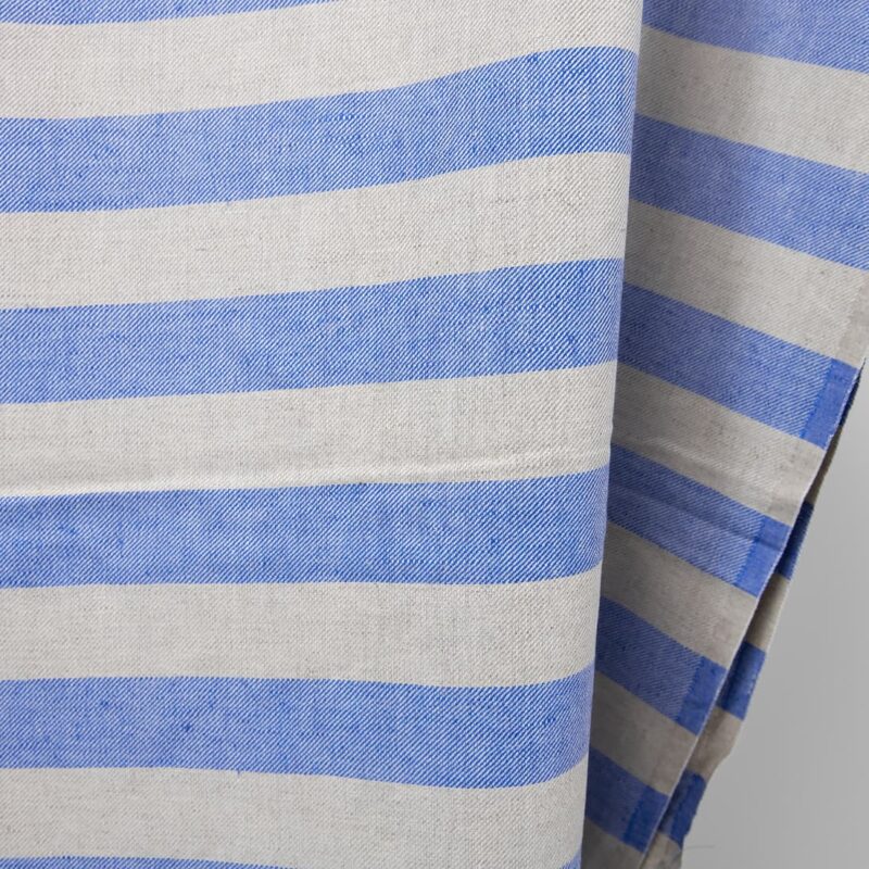 linen cotton blue beige stripes, width 150cm.