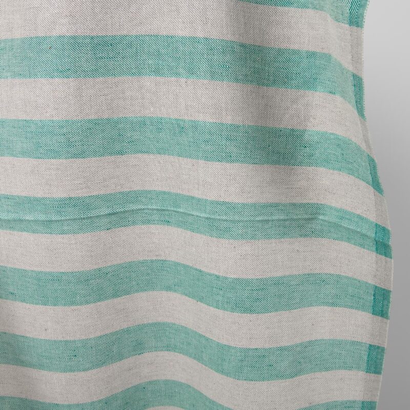 linen cotton beige green stripes, horizontal