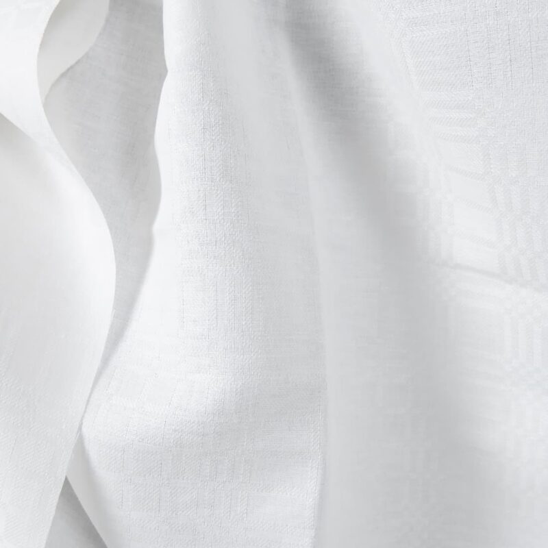 Linen cotton fabric bright white checks pattern 150cm