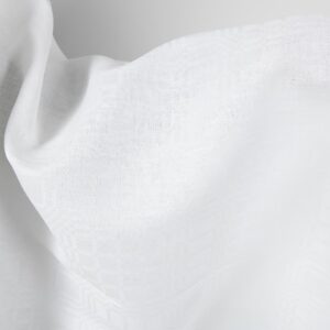Linen cotton fabric bright white checks pattern close up view