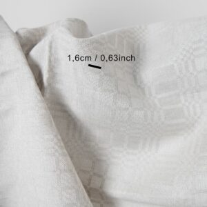 Linen cotton fabric in light beige checks with measurements