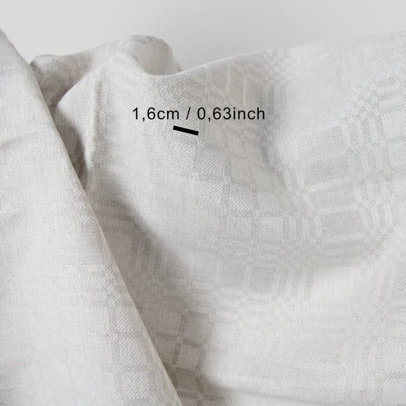Linen cotton fabric in light beige checks with measurements