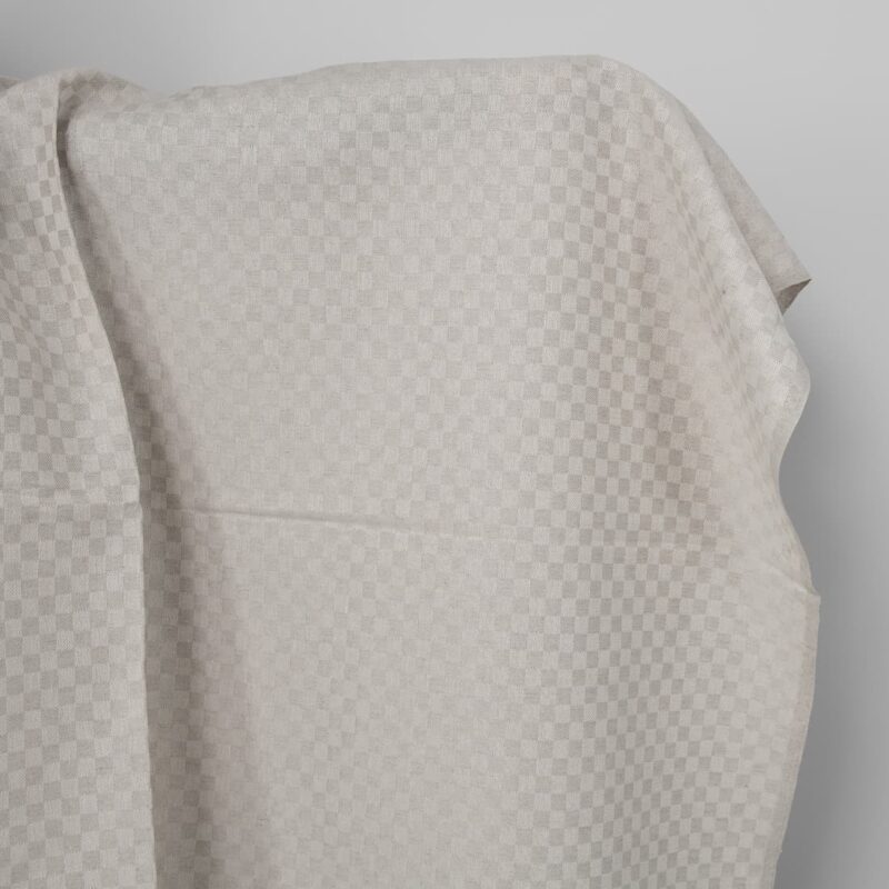 Linen cotton fabric white and natural twill checks