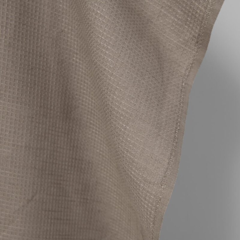 Linen cotton fabric light linen grey colour waffle edge
