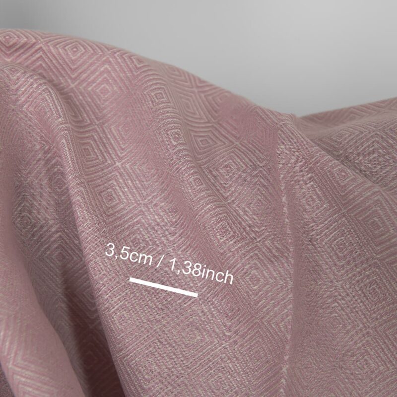 Linen cotton fabric lilac diamond pattern, with measurements