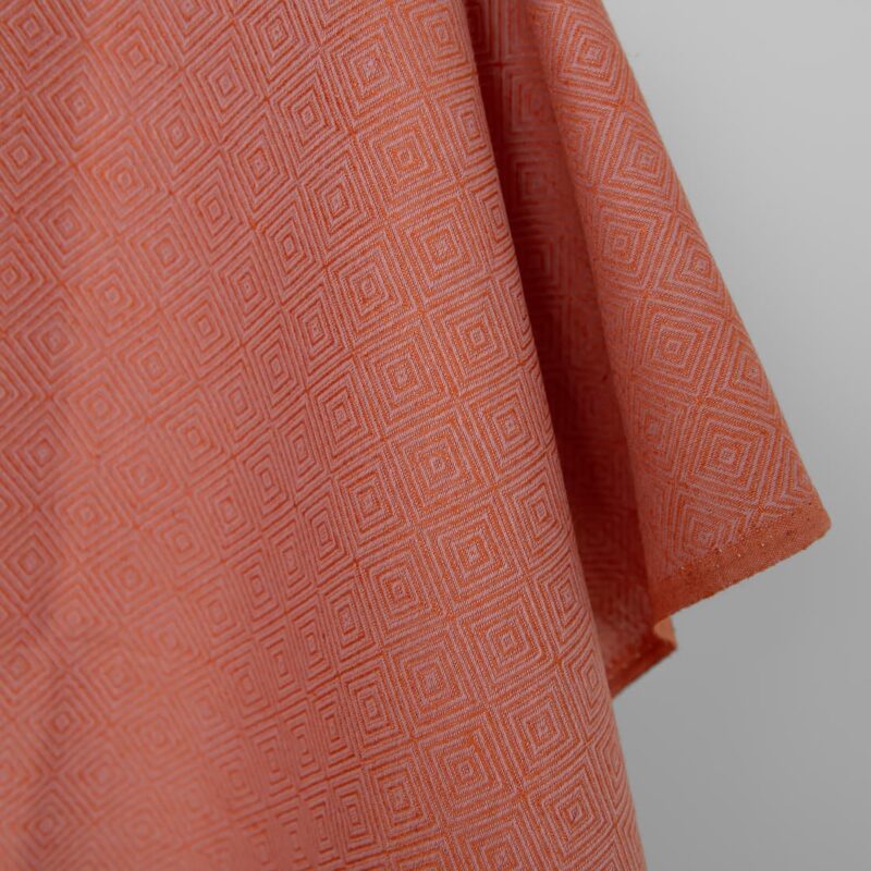 Linen cotton fabric orange and lilac