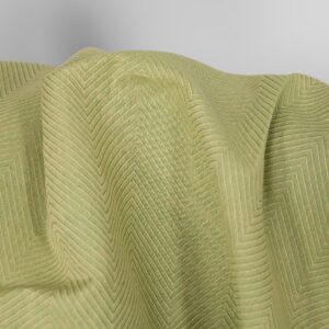 Linen cotton fabric green and yellow herringbone, 150cm