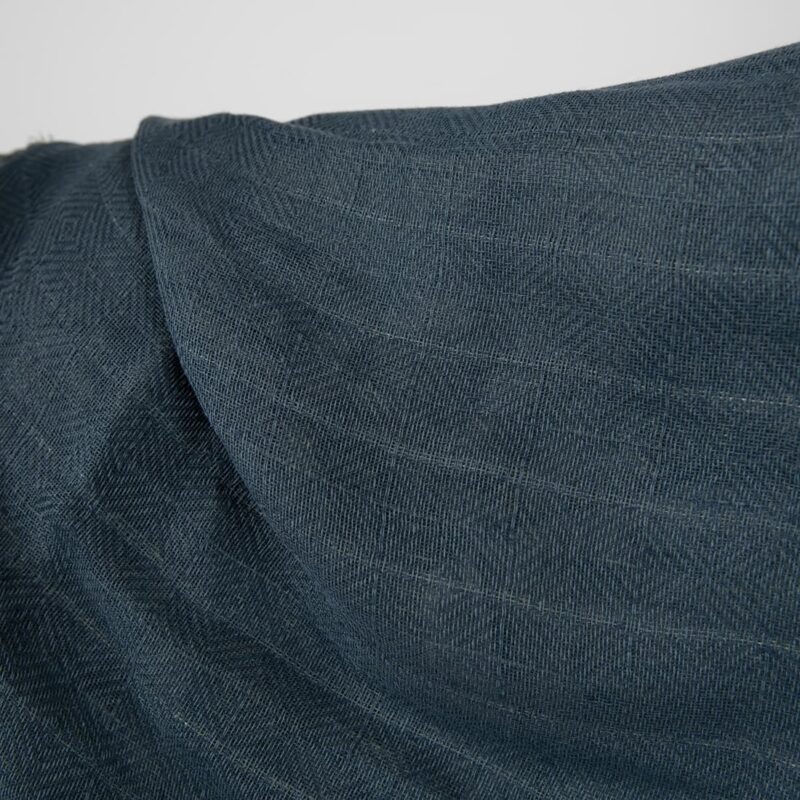 linen cotton navy fabric in rhombus, stripes