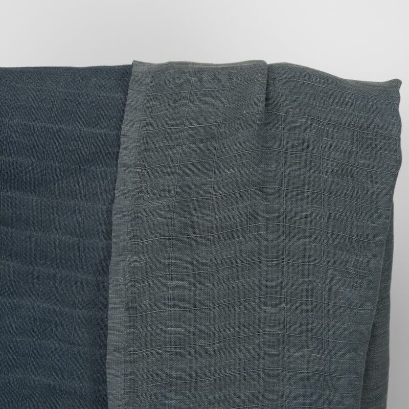 linen cotton navy fabric in rhombus, double sided