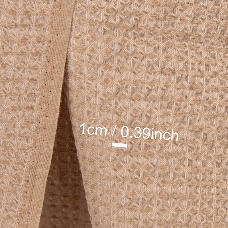 Linen cotton fabric light brown waffle, medium weight