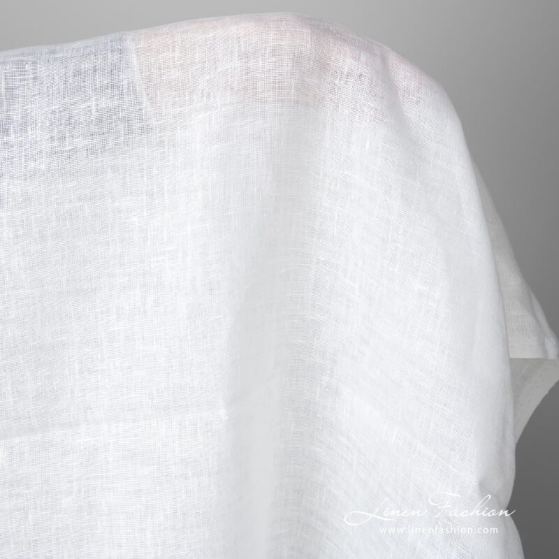 Lightweight linen fabric bright white colour product photo