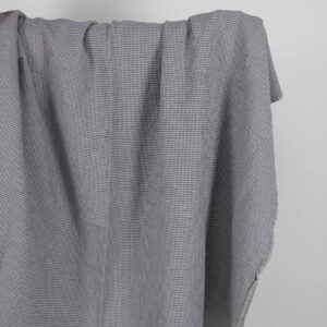 Prana szara pepitka len z bawełną 5 Washed linen cotton fabric grey houndstooth pattern