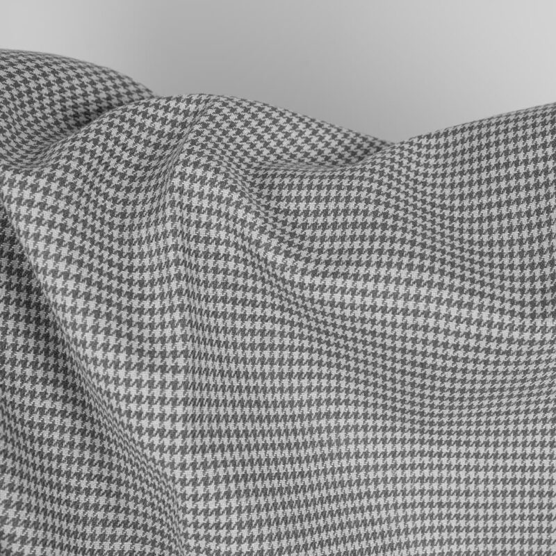 Linen cotton fabric light and dark grey houndstooth, thick fabric