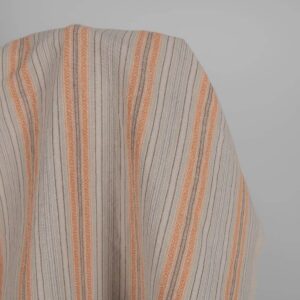 Prany len z bawełną w brązowe paski 6 Washed linen cotton in brown patterned stripes product photo