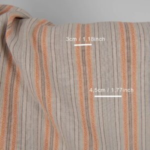 Prany len z bawełną w brązowe paski 7 Washed linen cotton in brown patterned stripes with measurements