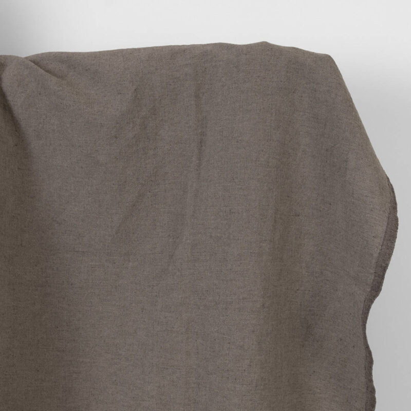 Linen cotton fabric grey-brown melange washed
