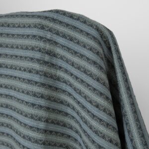 Washed linen cotton fabric blue and green patterned stripes, specially washed