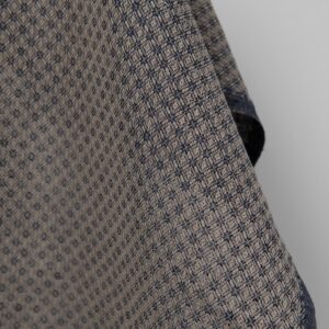 Linen cotton fabric blue and beige diamond pattern texture