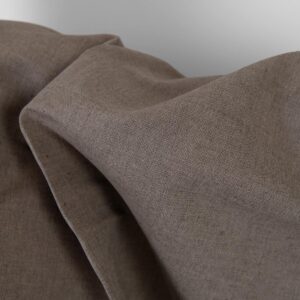 Linen cotton fabric grey-brown melange, 150cm width