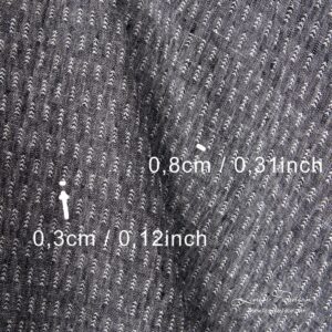 Washed linen fabric, black backround with white ticks, measurements