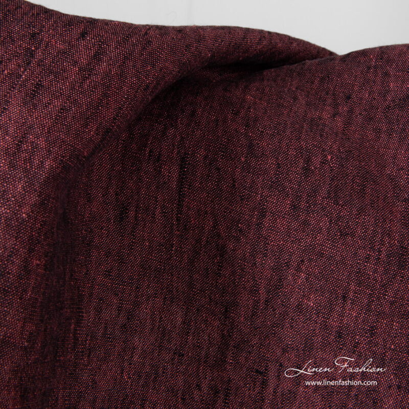 Black pink melange linen fabric, washed