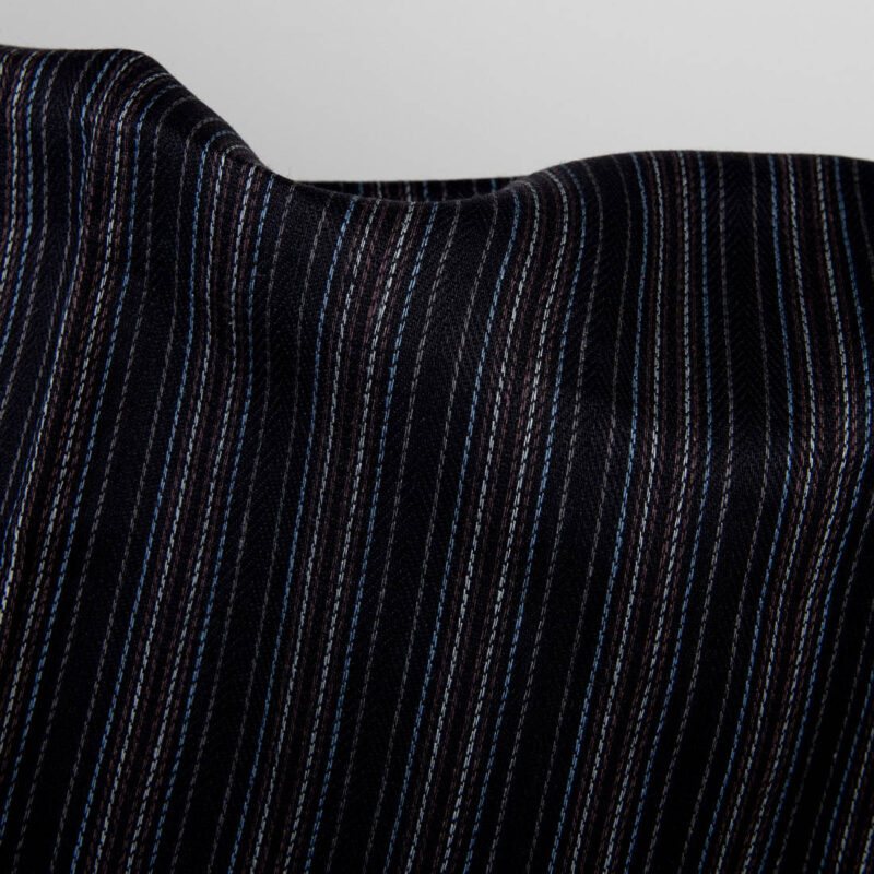Black striped linen fabric, with multicolour stripes