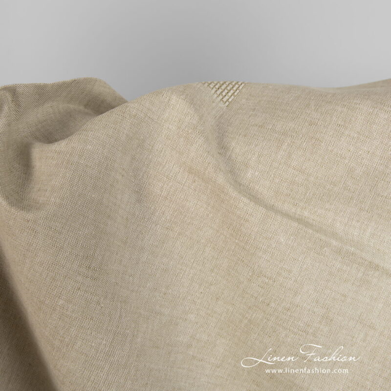 Linen cotton fabric brownish green colour product photo