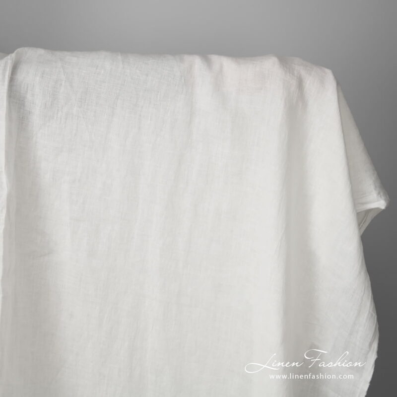 Lightweight washed linen fabric white colour