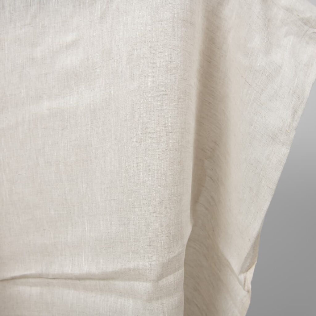 Szara tkanina lniana 3 Pure linen fabric in light grey edge